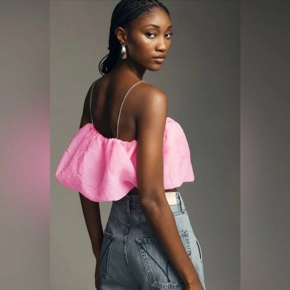 NWT Maeve Diamond-Strap Crop Top - Picture 2 of 3